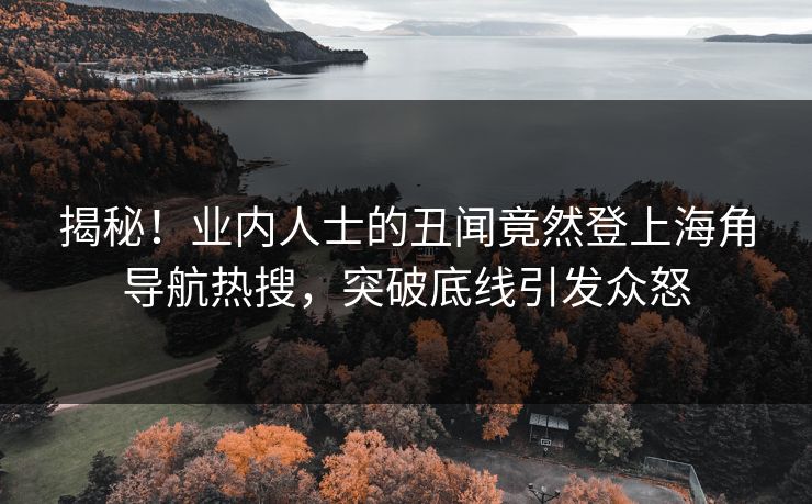 揭秘！业内人士的丑闻竟然登上海角导航热搜，突破底线引发众怒