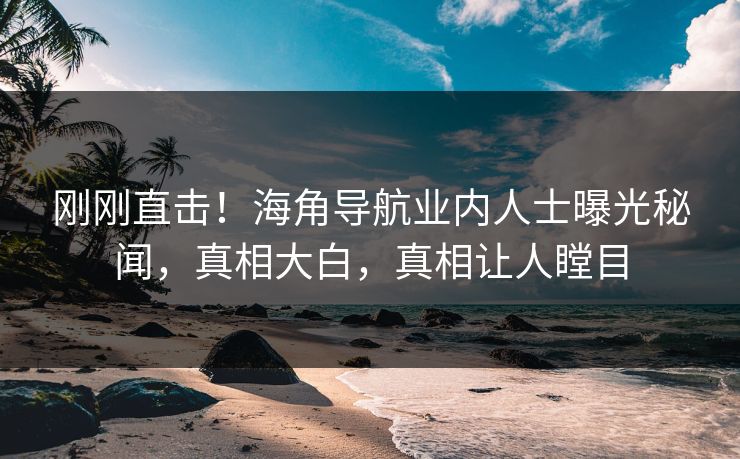 刚刚直击！海角导航业内人士曝光秘闻，真相大白，真相让人瞠目