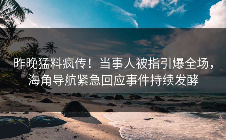 昨晚猛料疯传！当事人被指引爆全场，海角导航紧急回应事件持续发酵