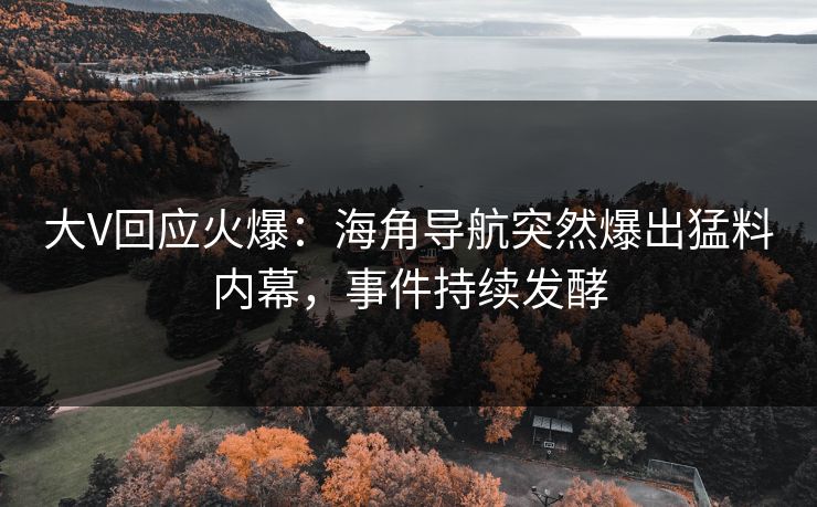 大V回应火爆：海角导航突然爆出猛料内幕，事件持续发酵