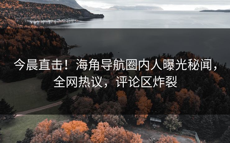 今晨直击！海角导航圈内人曝光秘闻，全网热议，评论区炸裂