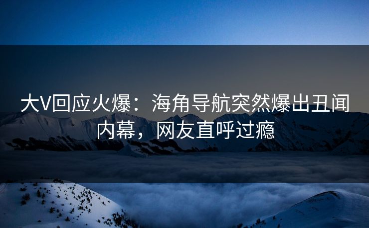 大V回应火爆：海角导航突然爆出丑闻内幕，网友直呼过瘾
