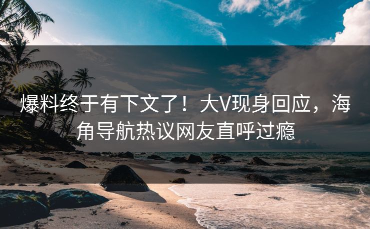爆料终于有下文了！大V现身回应，海角导航热议网友直呼过瘾