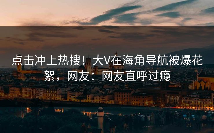 点击冲上热搜！大V在海角导航被爆花絮，网友：网友直呼过瘾