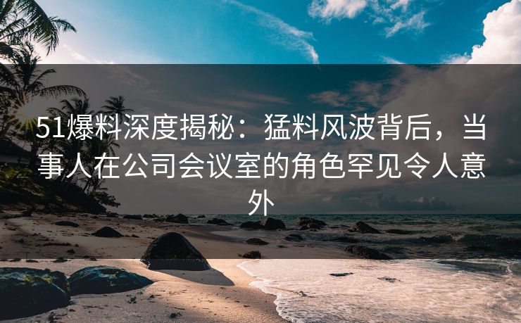 51爆料深度揭秘：猛料风波背后，当事人在公司会议室的角色罕见令人意外